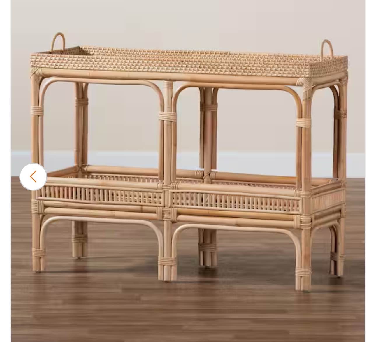 Lombok 39.25 in. Natural Rattan Rectangle Wicker Top Console Table