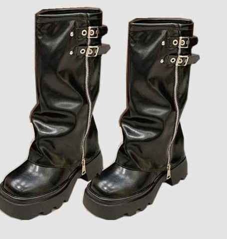 Black Knee-High Platform Boots