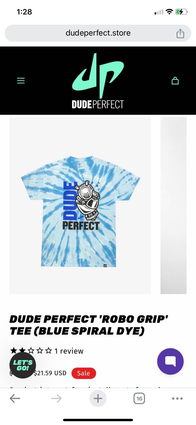 Dude Perfect 'Robo Grip' Tee Blue Spiral Dye