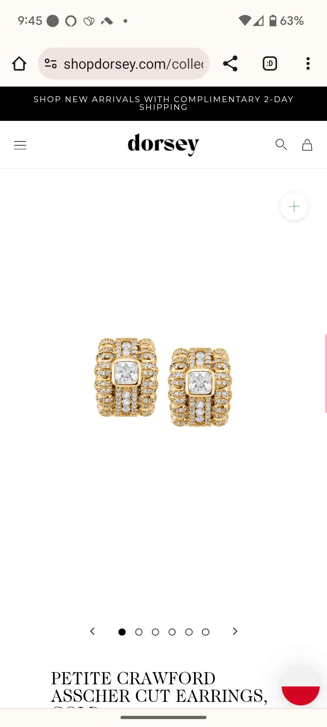 PETITE CRAWFORD ASSCHER CUT EARRINGS, GOLD