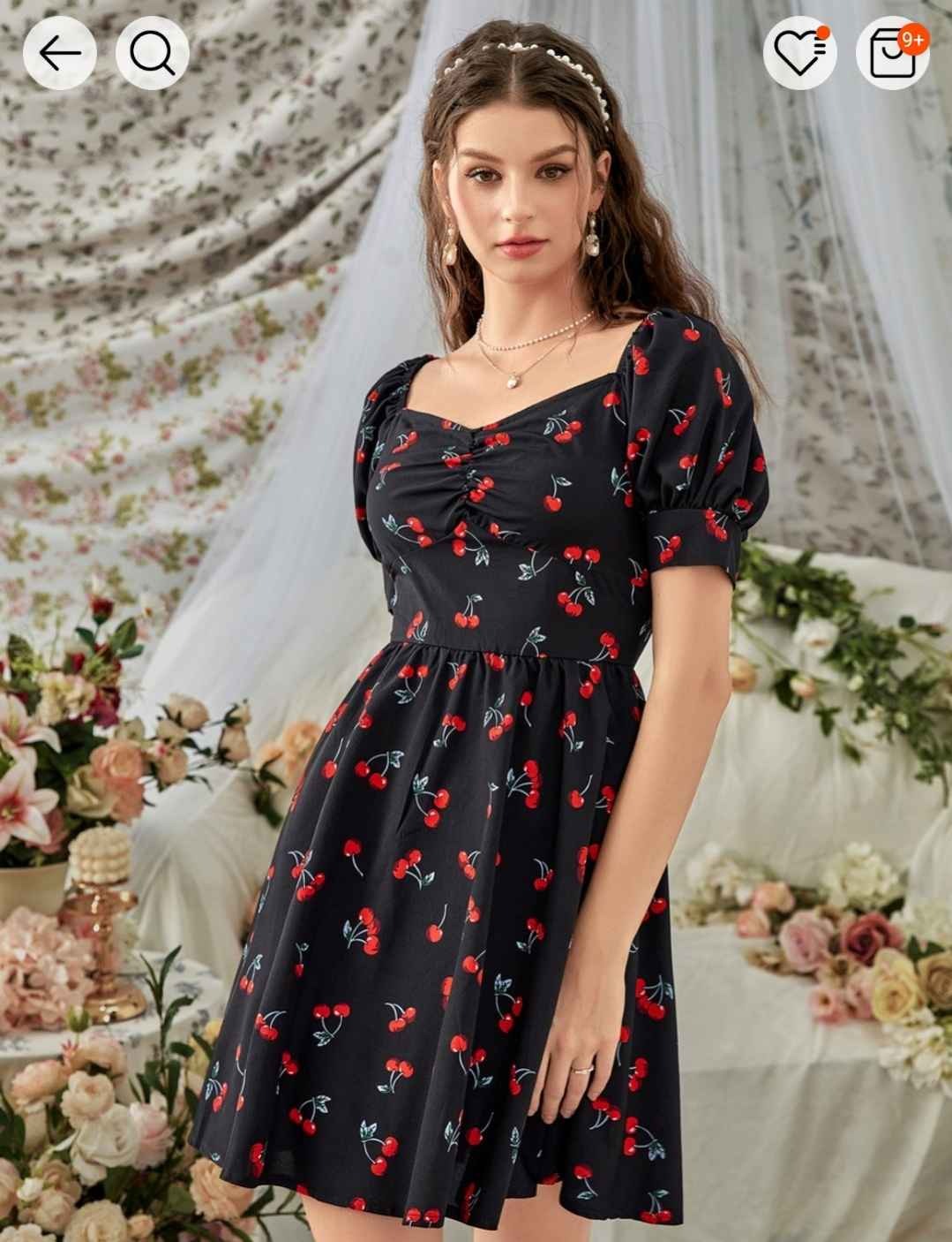 Ruched Cherry Dress