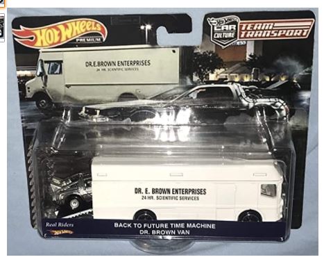 Doc Brown Van & Delorean from Back to The Future Custom-Made Hot Wheels Team Transport with Real Rider Rubber Wheels Limited Edition 1:64 Scale Collectible Die Cast Esclusive Car