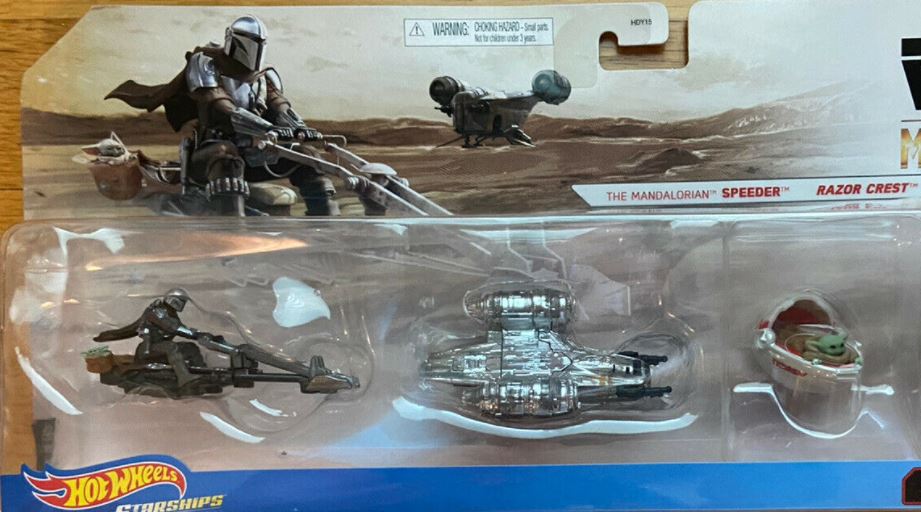Details about Hot Wheels Star Wars Mandalorian Razor Crest The Child Pram Speeder 3 Pack 1:64