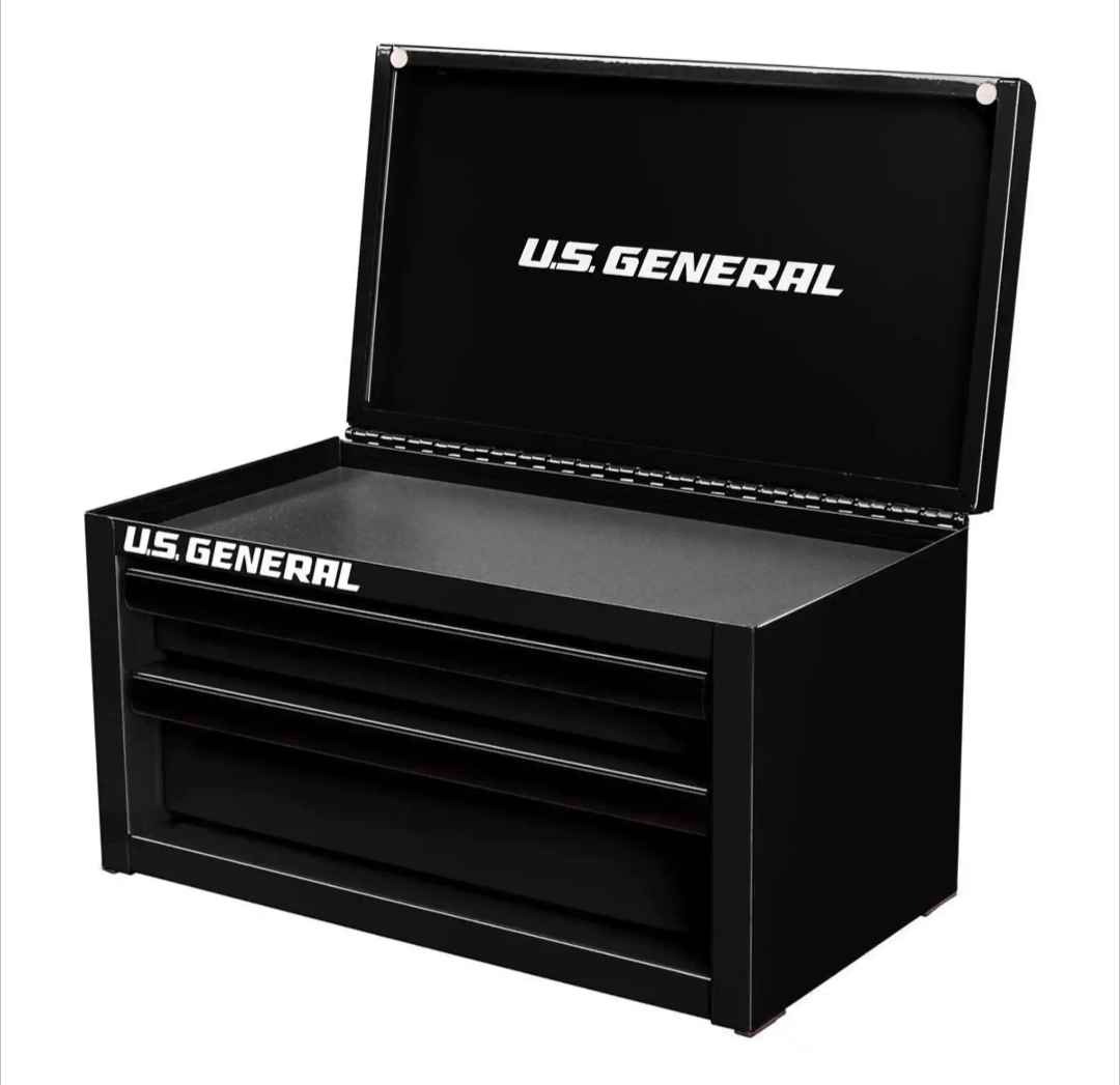 U.S. GENERAL Mini Steel Toolbox, Black - Item 72431