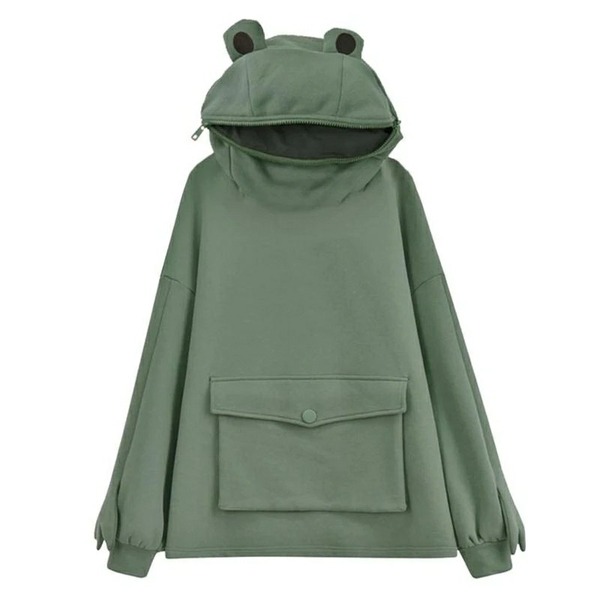 Frog Zipper Pocket Oversized Hoodie / Modakawa