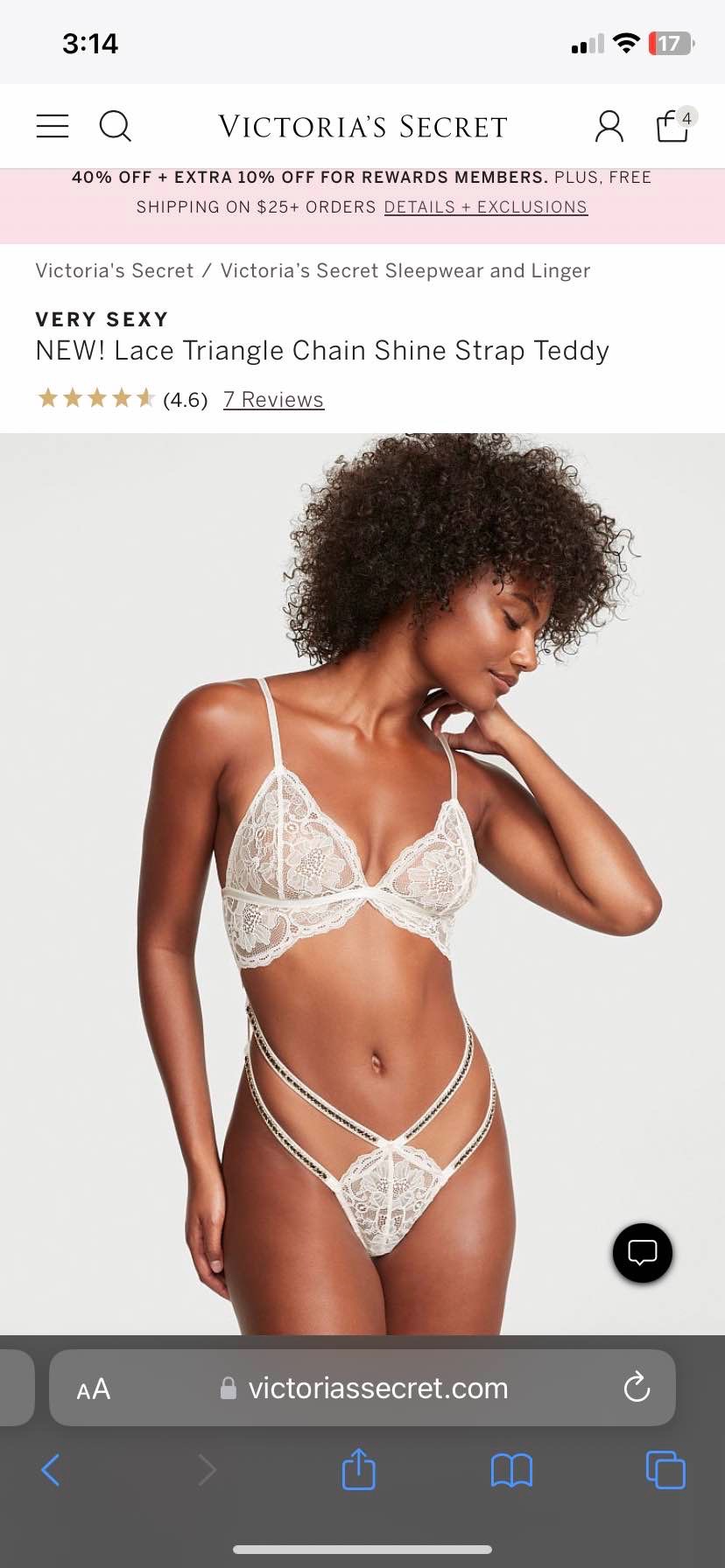 Lace Triangle Chain Shine Strap Teddy