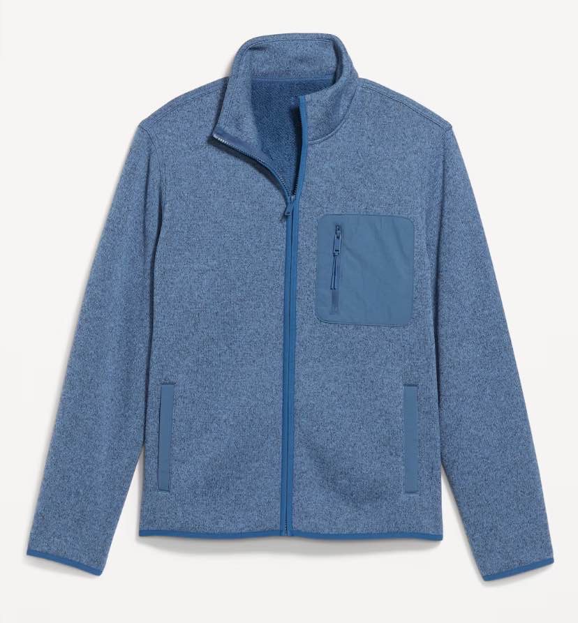 Sherpa-Lined Sweater Fleece Zip Jacket