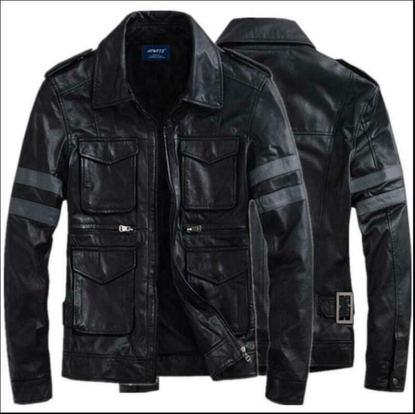 Details about Resident Evil 6 / Leon Scott Kennedy Game Cosplay Costume Leather Coats&Jacket B