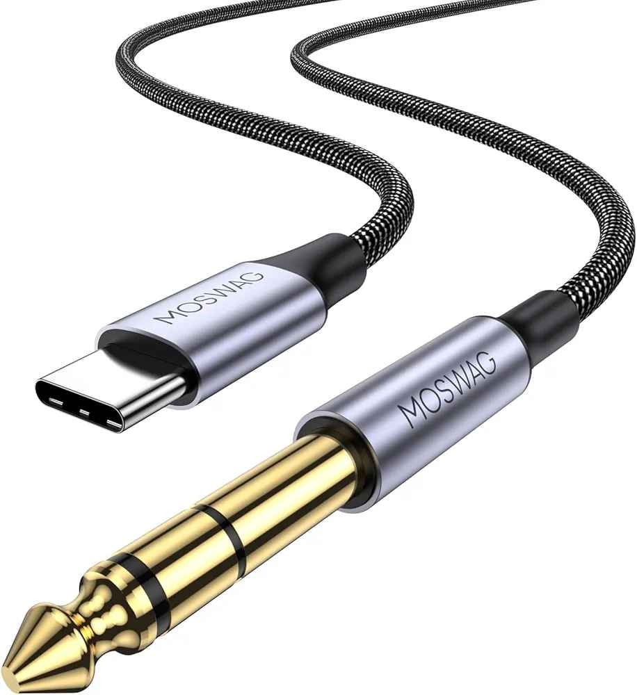 MOSWAG USB C to 6.35mm 1/4 inch TRS Cable 3.28FT/1Meter,Type C to 1/4 Audio Adapter Aux Jack Stereo Cable for Google Pixel 4XL,Galaxy Note 10+/S20+,Amplifier,Speaker,Headphone,Mixing Console