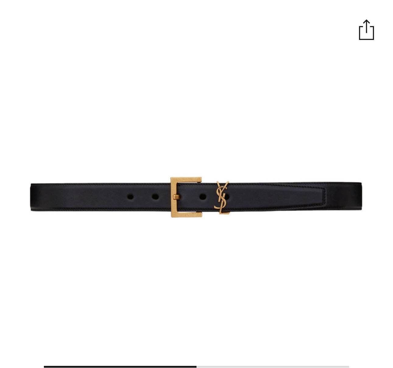 SAINT LAURENT Monogram Square Buckle Leather Belt