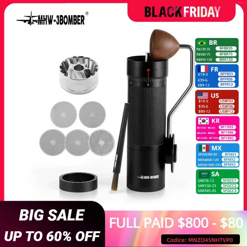 MHW-3BOMBER Manual Vacuum Airtight Canister Chic Coffee Bean Tea Storage Container Professional Home Kitchen Barista Accessories