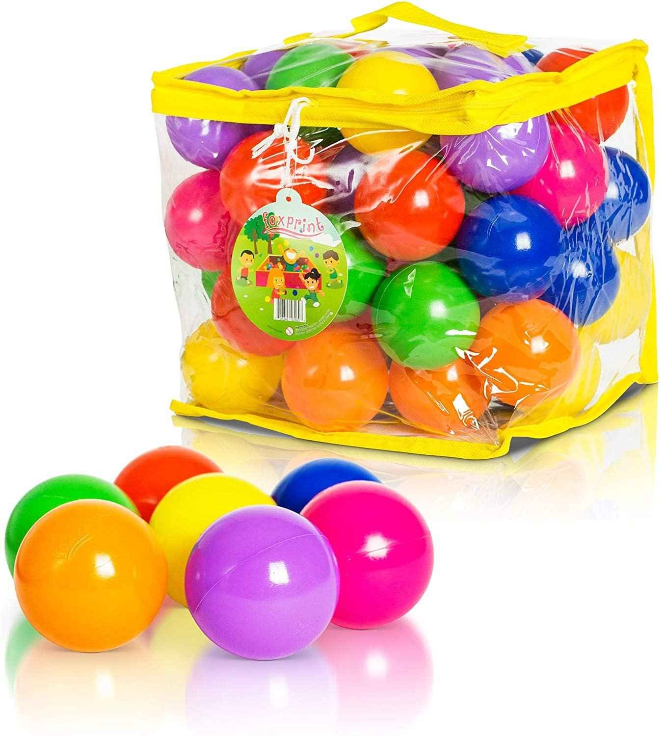 Click N' Play Phthalate Free BPA Free Crush Proof Plastic Ball Pit Balls in Reusable and Durable Storage Mesh Bag with Zipper
