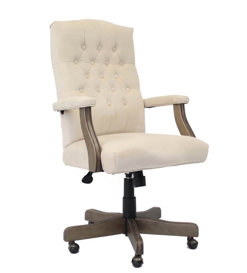 Boss Button-Tufted Ergonomic High-Back Chair, Champagne Velvet