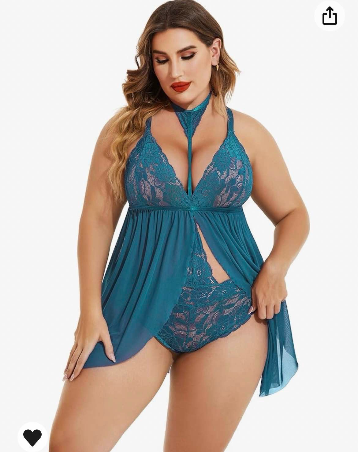 Avidlove Plus Size Lingerie for Women Sexy Lace Babydoll Mesh Choker Sleepwear L-5XL