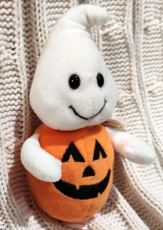 Ty Halloweenie Beanie * GHOSTKIN * (Ghost in pumpkin) 4.5" Plush