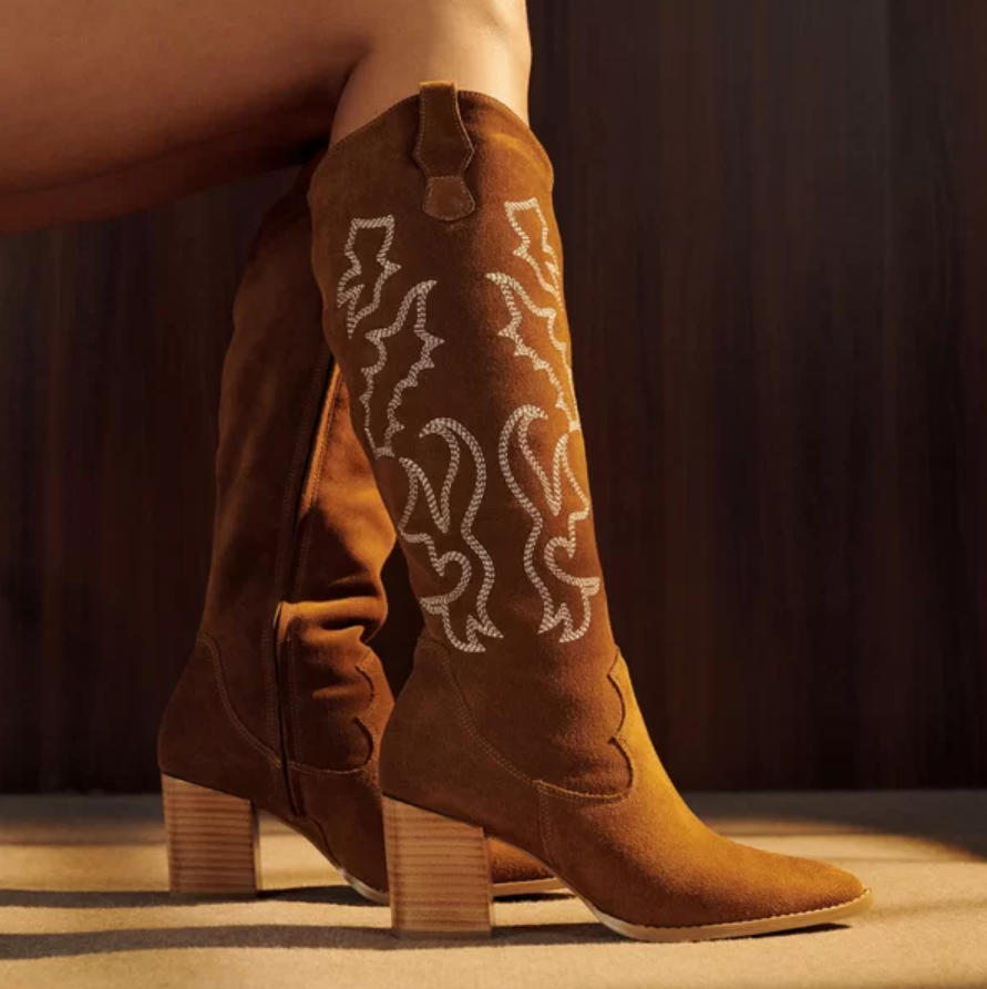 Bota Couro Alice Lia Line Cano Longo