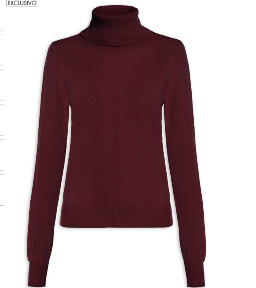 Blusa Feminina Gola Rulê Cashmere - '2Essential - Vinho - Shop2gether