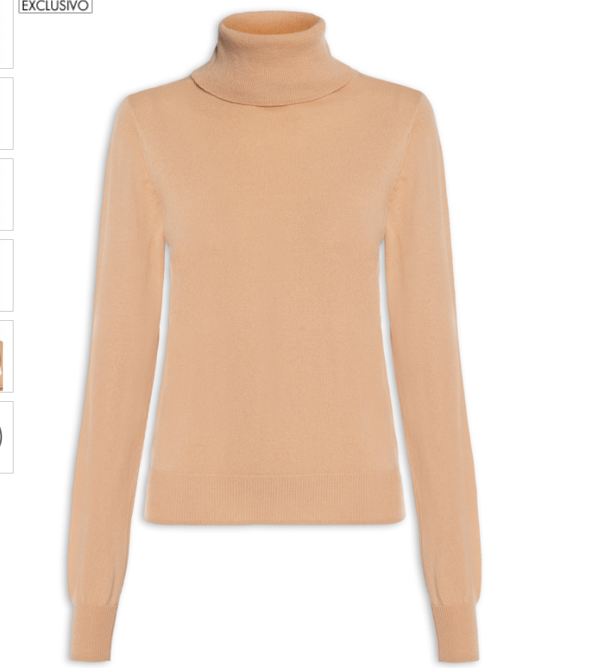 Blusa Feminina Gola Rulê Cashmere - '2Essential - Bege - Shop2gether