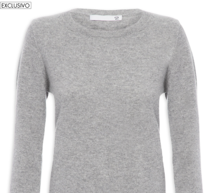 Suéter Feminino Cashmere - Shop2gether - Cinza - Shop2gether