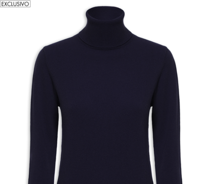 Blusa Feminina Gola Rulê Cashmere - '2Essential - Azul - Shop2gether