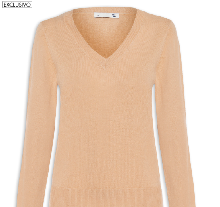 Suéter Feminino Cashmere Gola V - '2Essential - Bege - Shop2gether