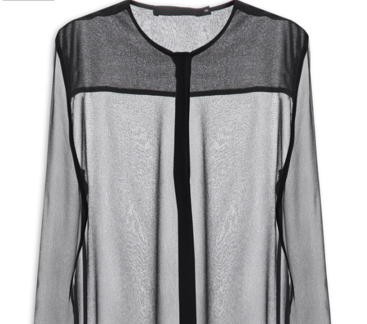 Camisa Feminina Manga Longa De Seda - '2Essential - Preto - Shop2gether