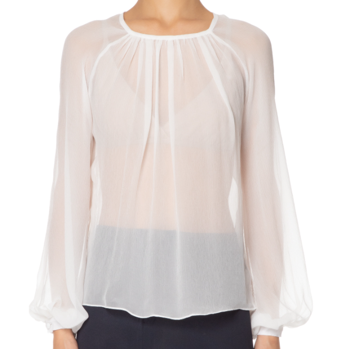 Blusa Feminina Em Seda Manga Longa Bufante - '2Essential - Off White - Shop2gether