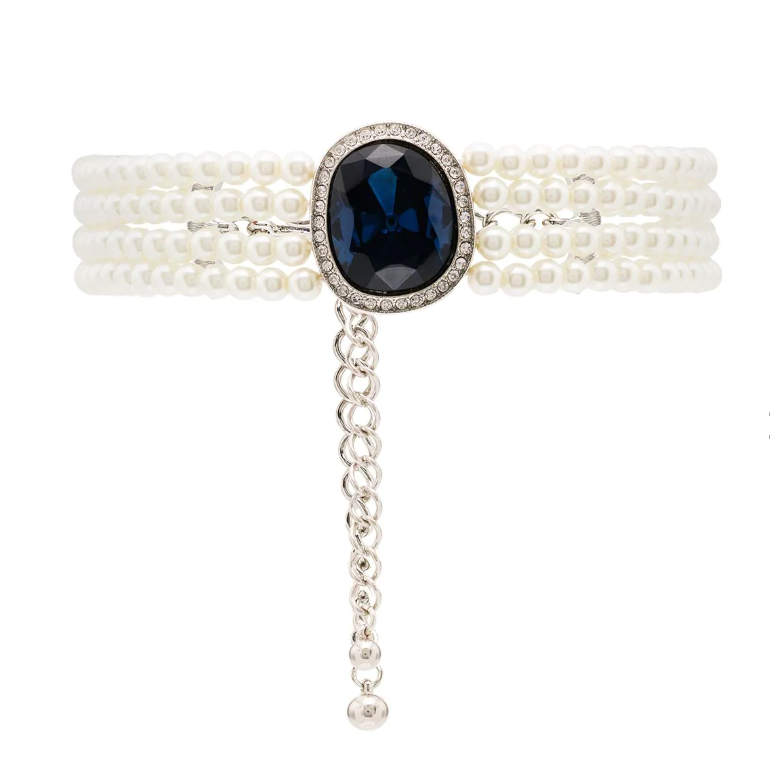 Choker com aplicação de cristais e pérolas