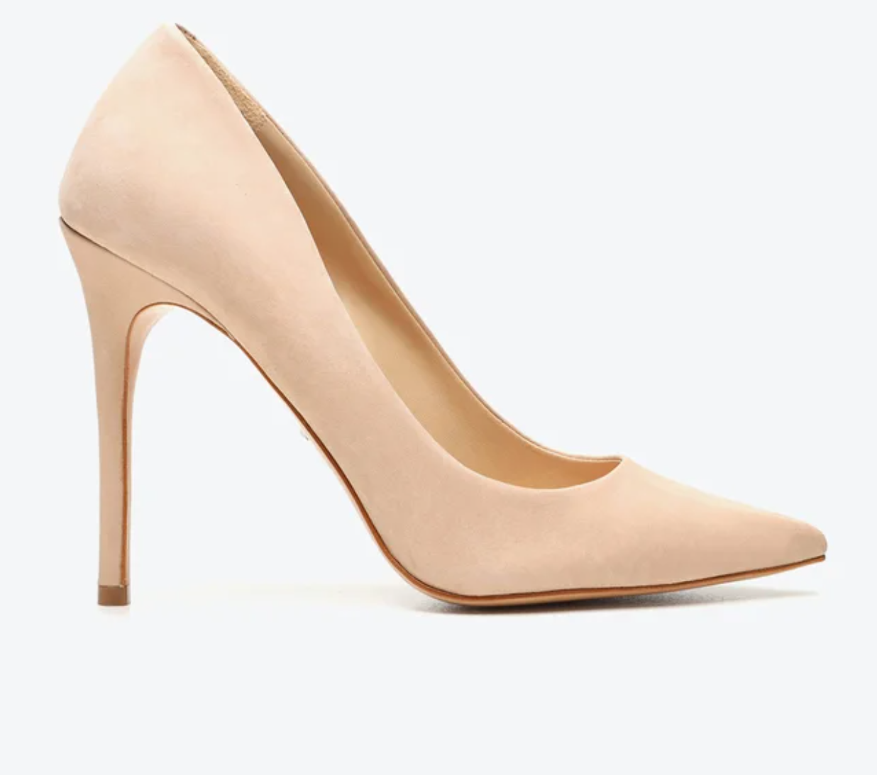 Sapato Scarpin Salto Fino Nobuck Bege