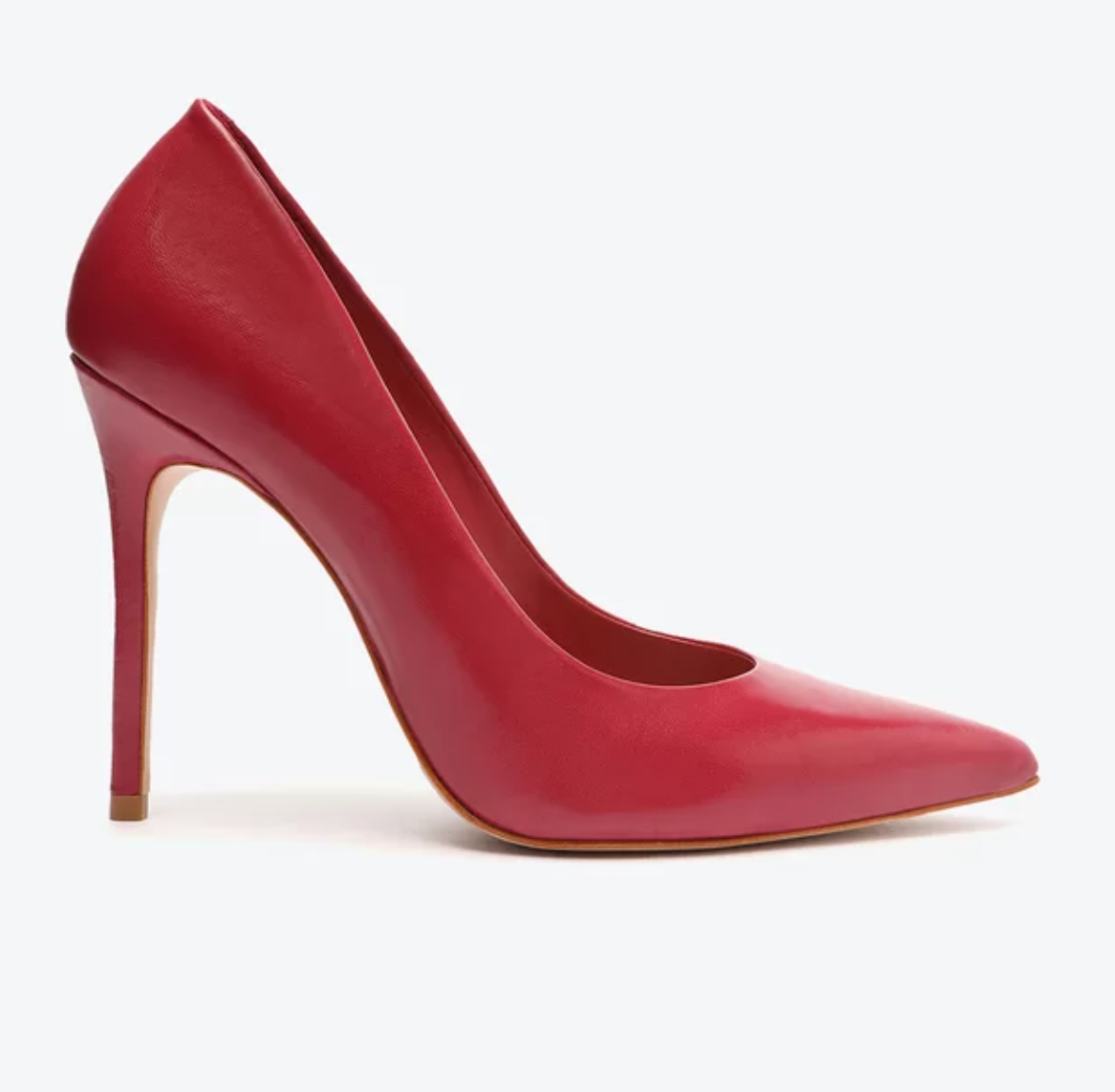 Sapato Scarpin Salto Alto Couro Vermelho Escuro