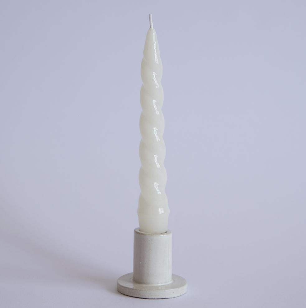 Vela Castiçal Espiral Verniz Cian Candle - Branco - gallerist