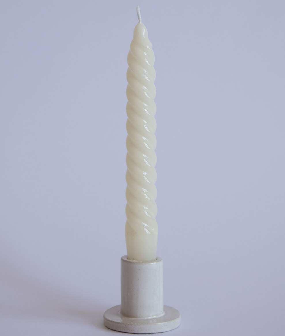 Vela Castiçal Zig Zag Verniz Cian Candle - Branco - gallerist