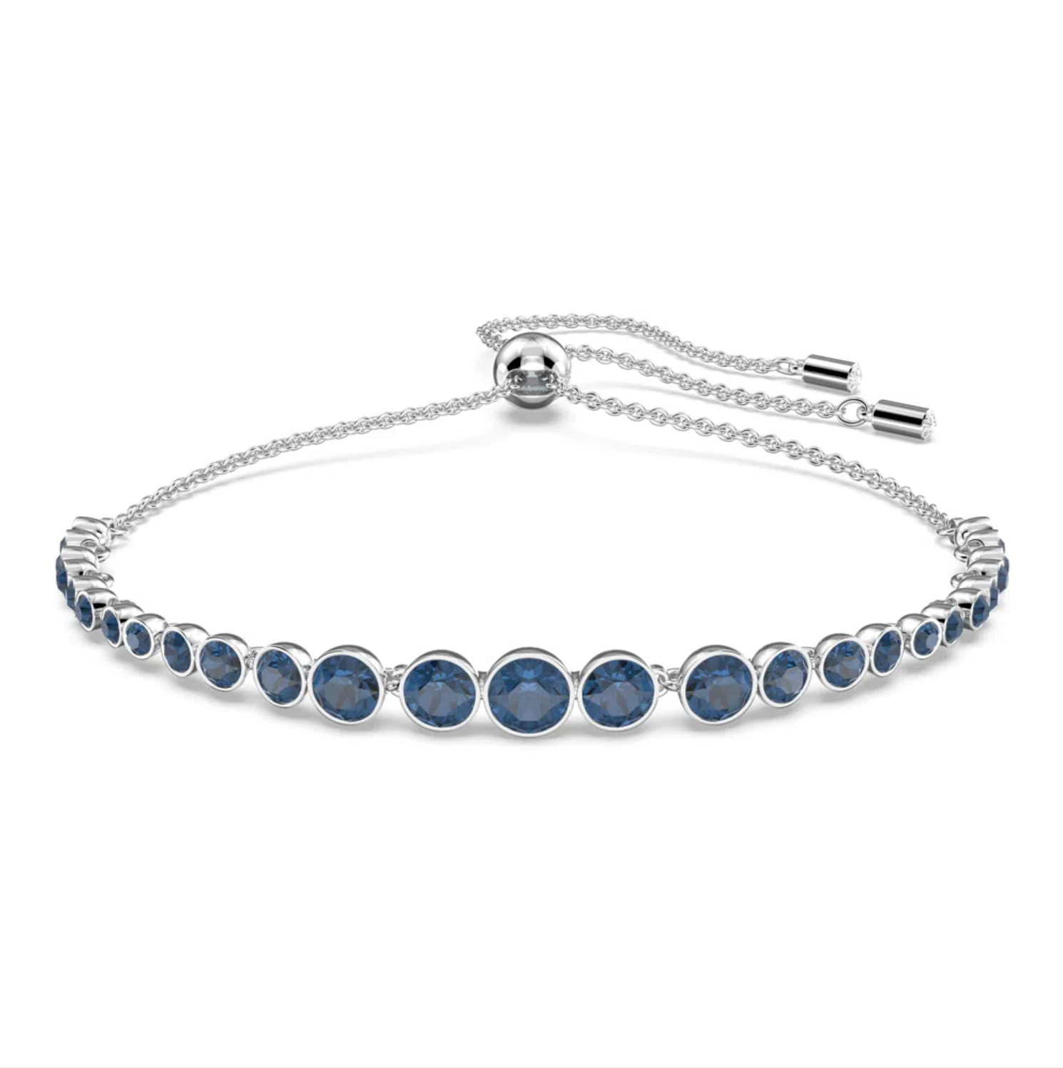 Pulseira Emily, Lapidações redondas mistas, Azul, Lacado a ródio | Swarovski - Swarovski BR