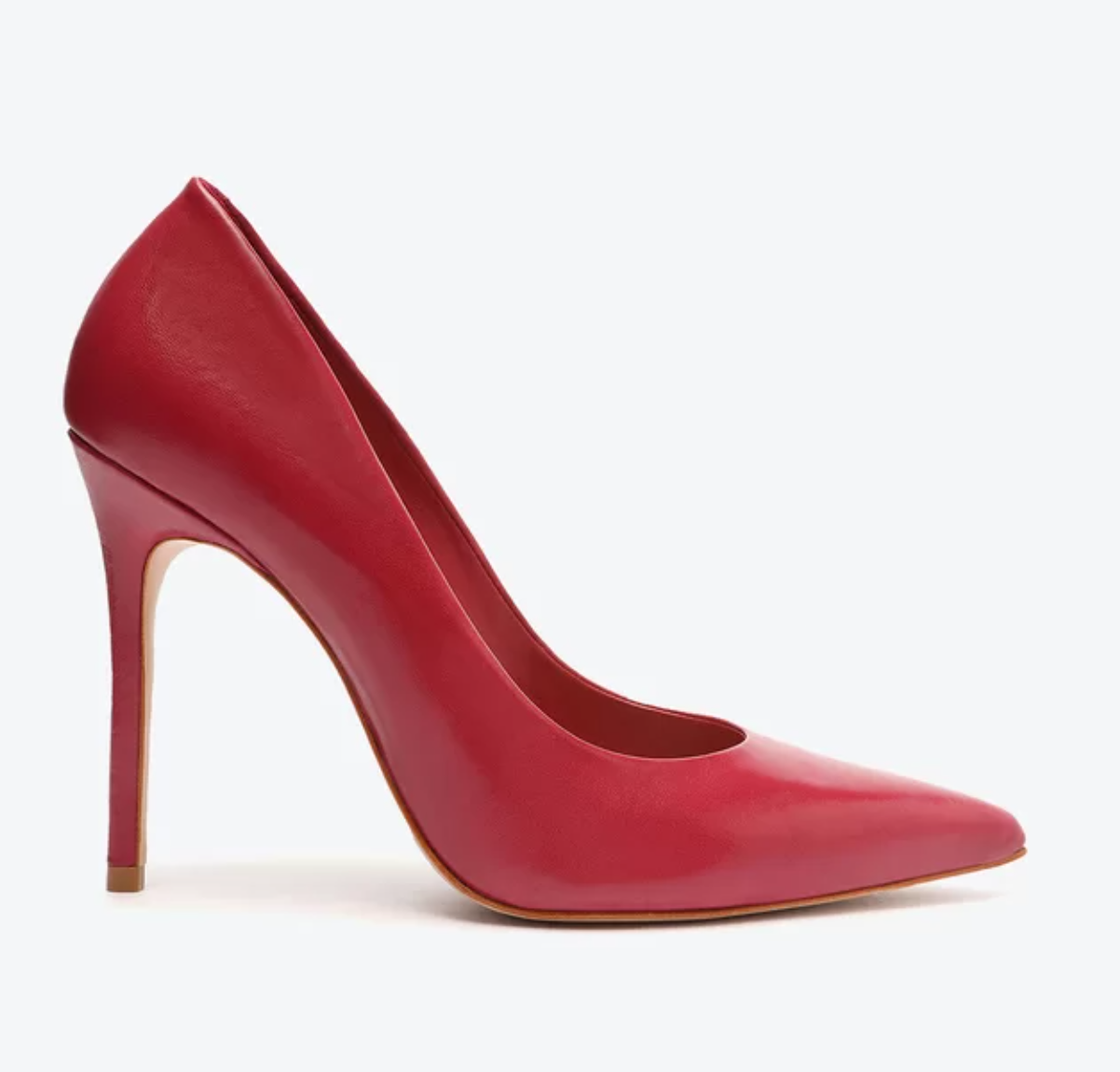 Sapato Scarpin Salto Alto Couro Vermelho Escuro