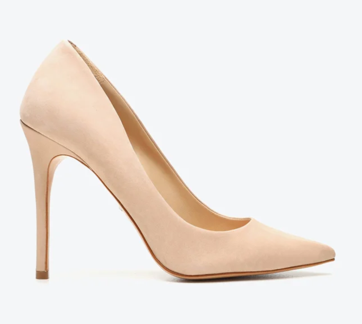 Sapato Scarpin Salto Fino Nobuck Bege
