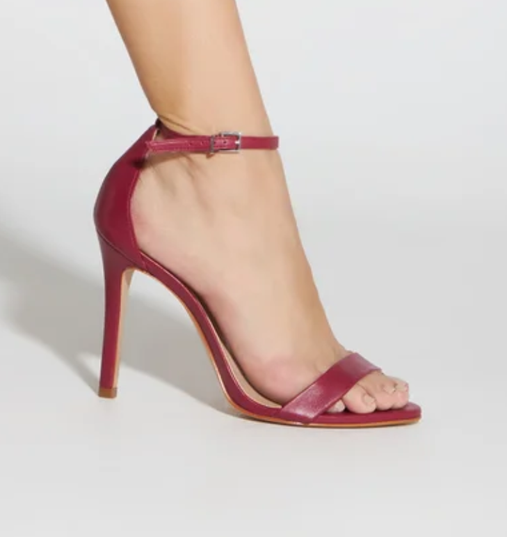 Sandália Gisele Salto Alto Couro Vermelha
