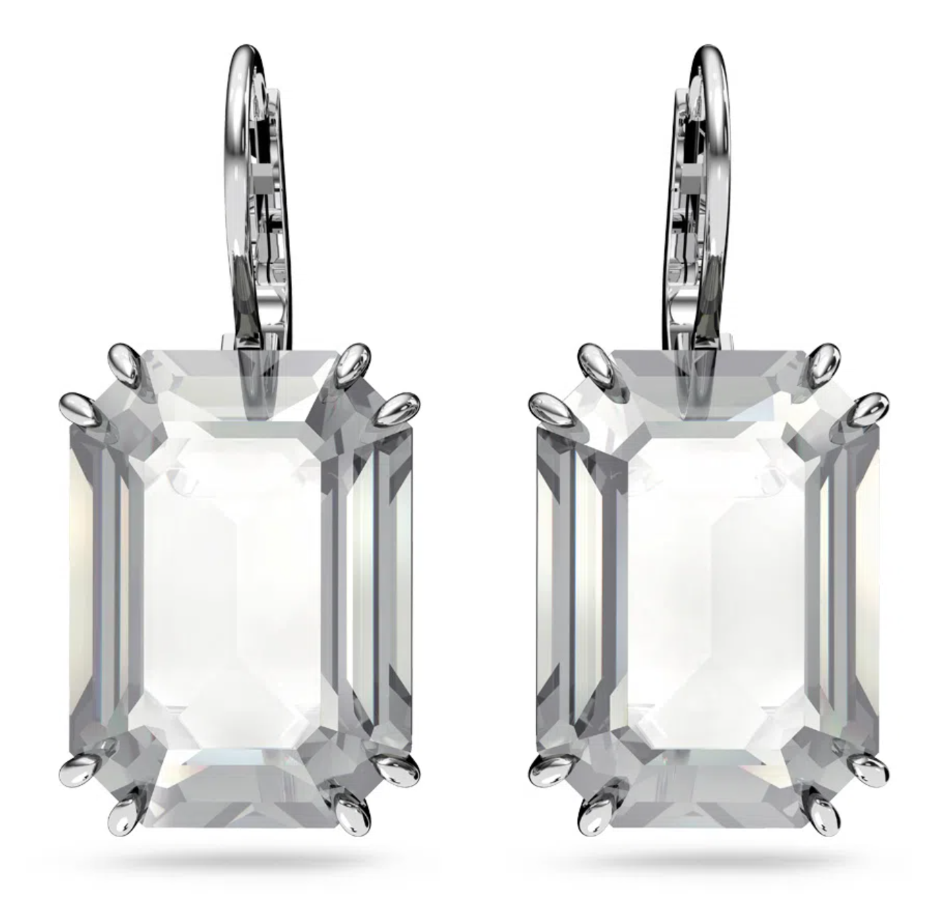 Brincos Millenia, Cristal de lapidação octogonal , Branco, Banhado a ródio | Swarovski - Swarovski BR