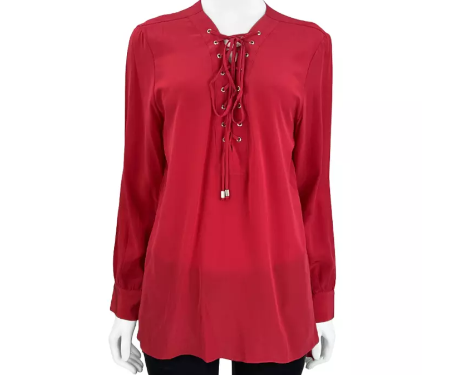 Blusa Animale Seda Amarração Vermelha