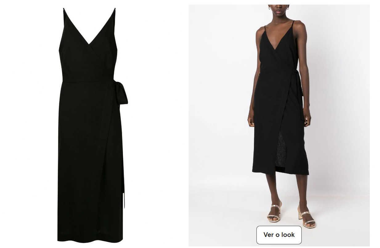 Vestido envelope com gola V