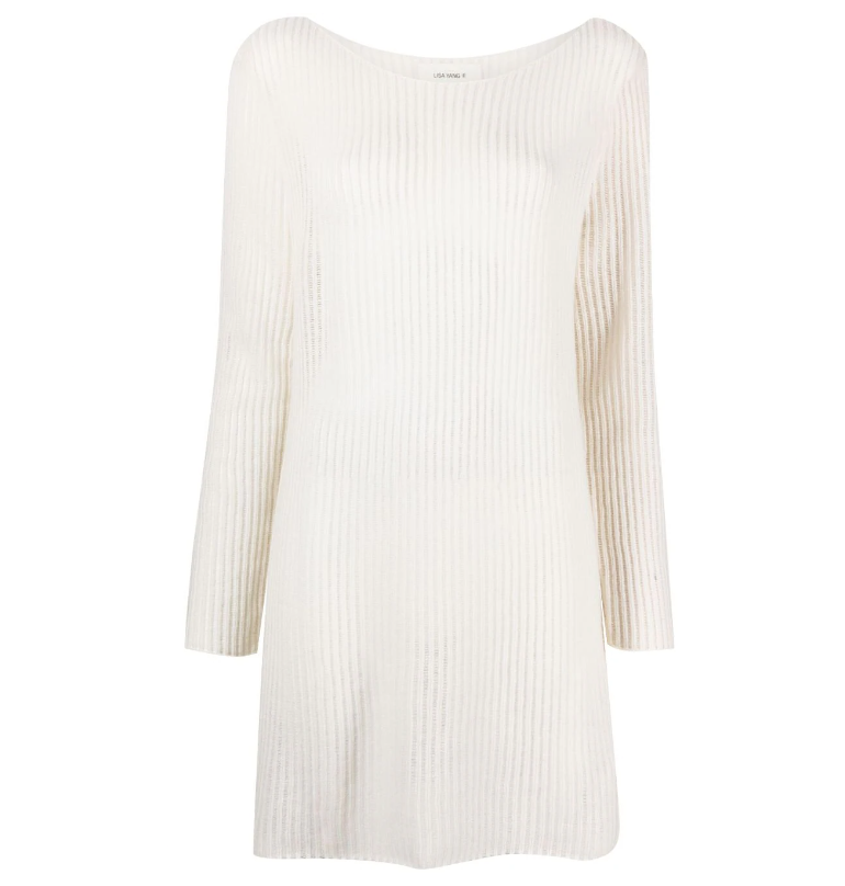 Vestido de cashmere canelado