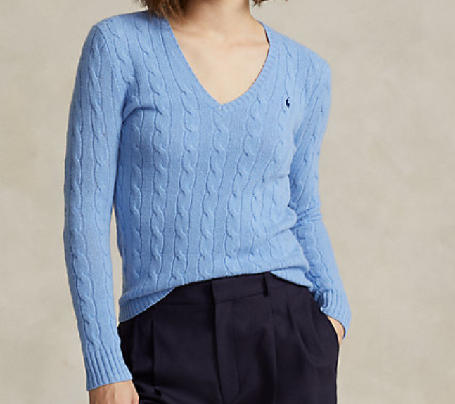 Cable-Knit Wool-Cashmere V-Neck Jumper for Women | Ralph Lauren® BR