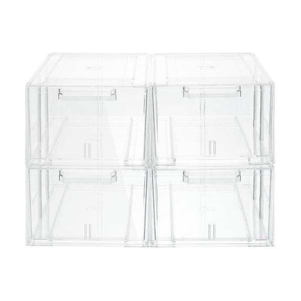 Clear Stackable Large Shoe Drawer Case Of 4