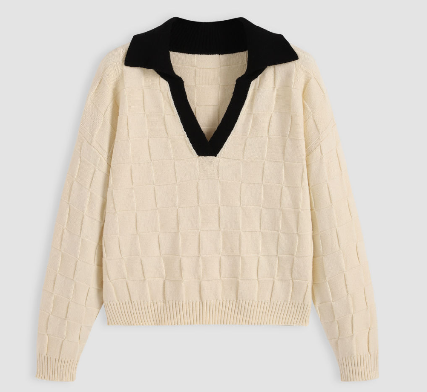 Collar Long Sleeve Knitted Sweater