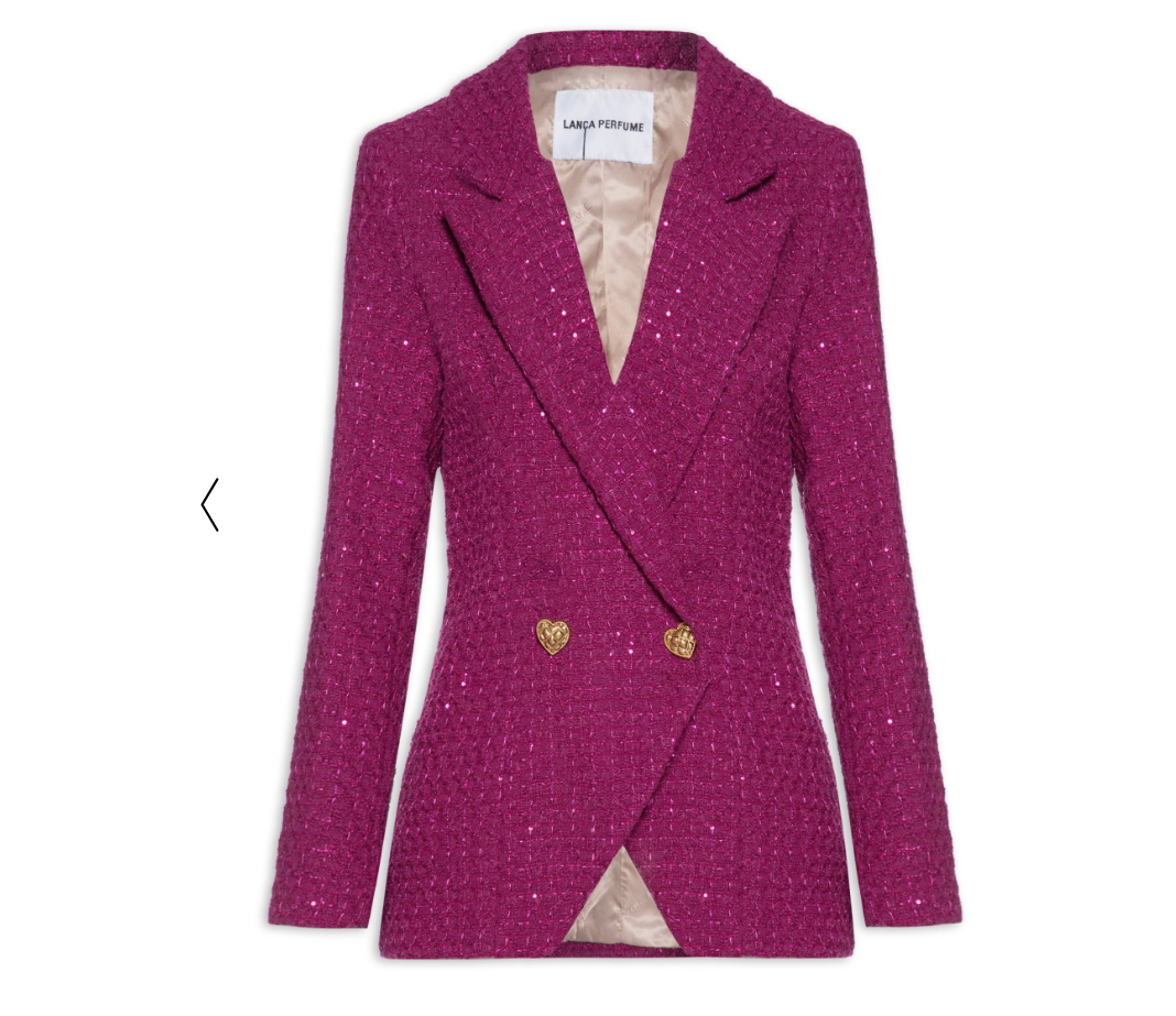 Blazer Feminino Slim Em Tweed - Lança Perfume - Rosa - Oqvestir