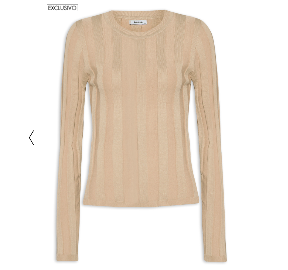 Blusa Feminina Tricot Canelada - Basiq - Bege - Oqvestir