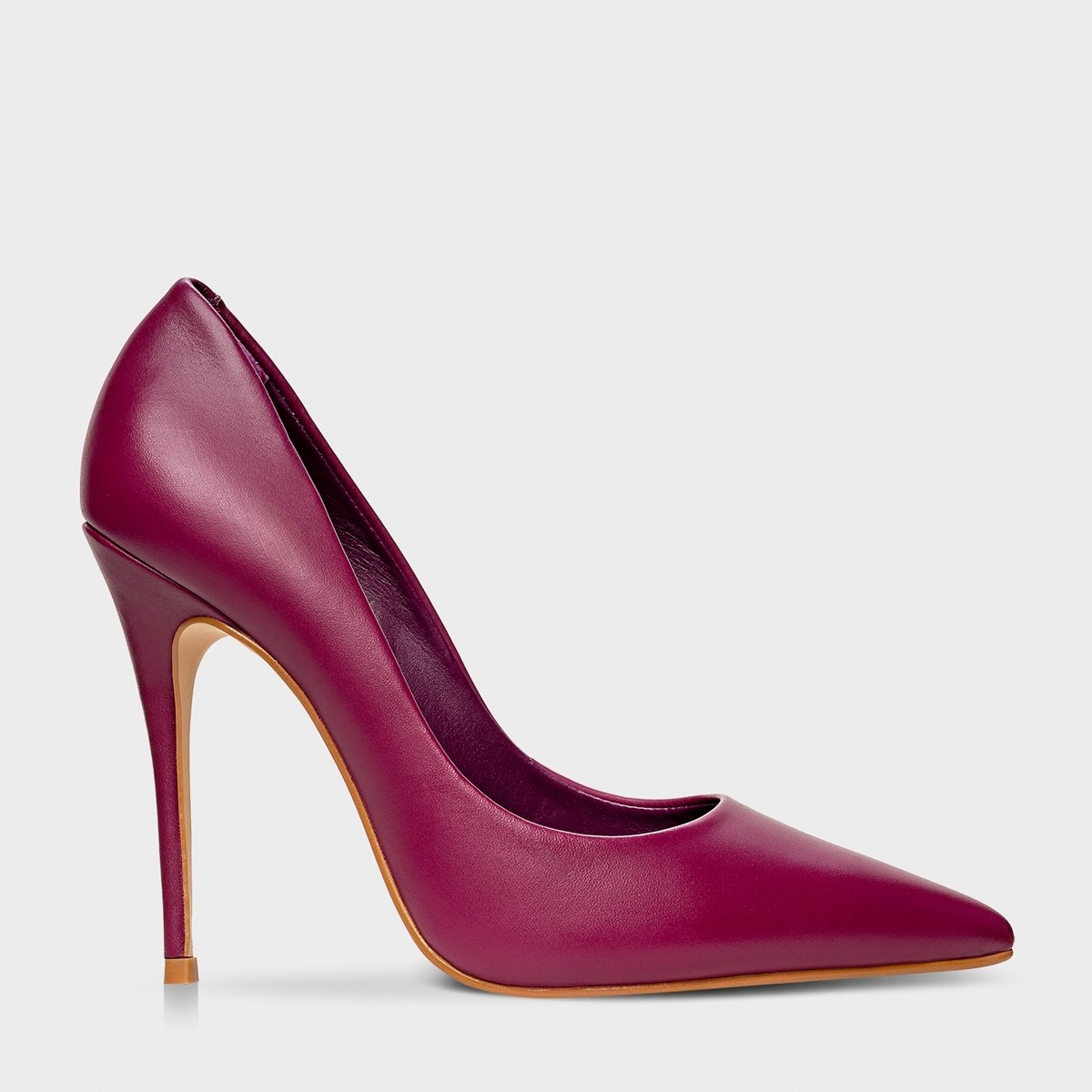 SCARPIN LORETTA SALTO FINO COURO ROXO DARK PURPLE