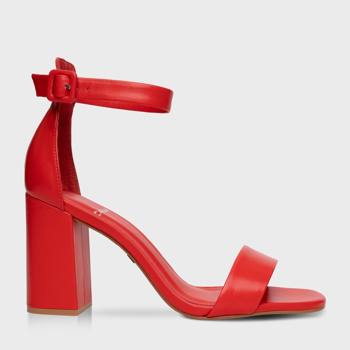 SANDÁLIA CLASSIC SALTO BLOCO COURO VERMELHO CARRANO