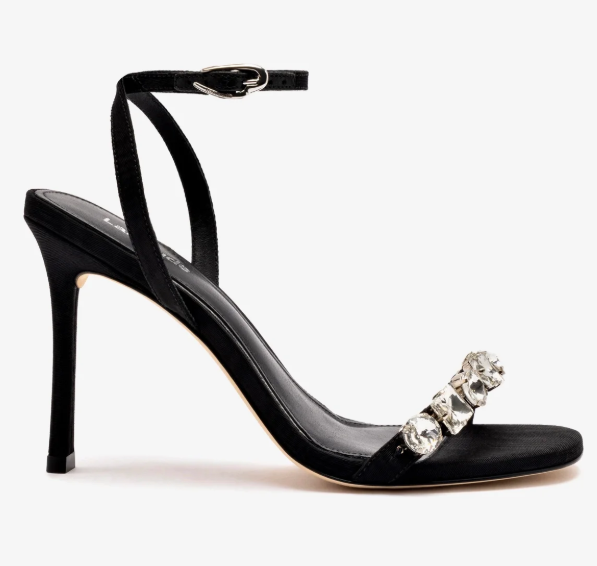 Calypso Sandal In Black Fabric and Crystals