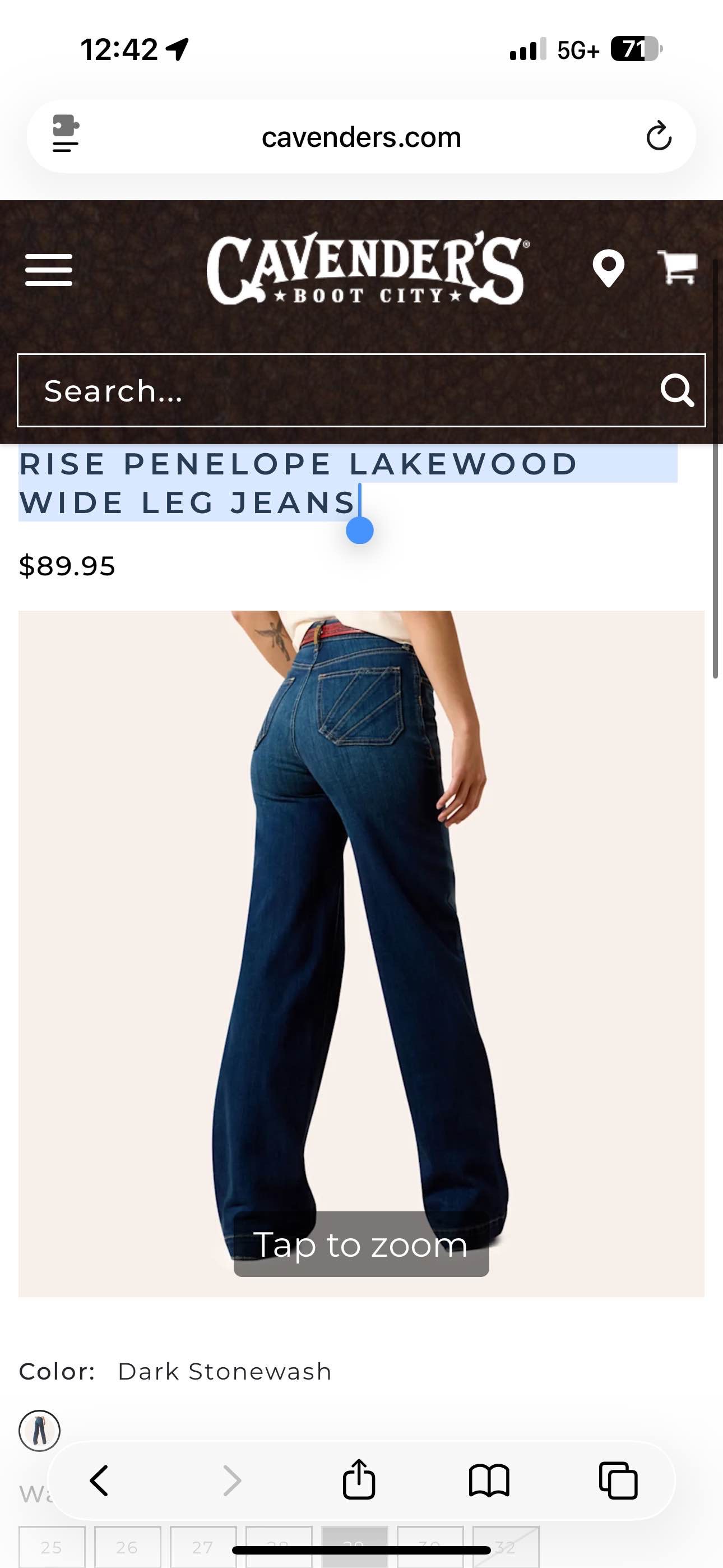 ARIAT WOMEN'S ULTRA HIGH RISE PENELOPE LAKEWOOD WIDE LEG JEANS