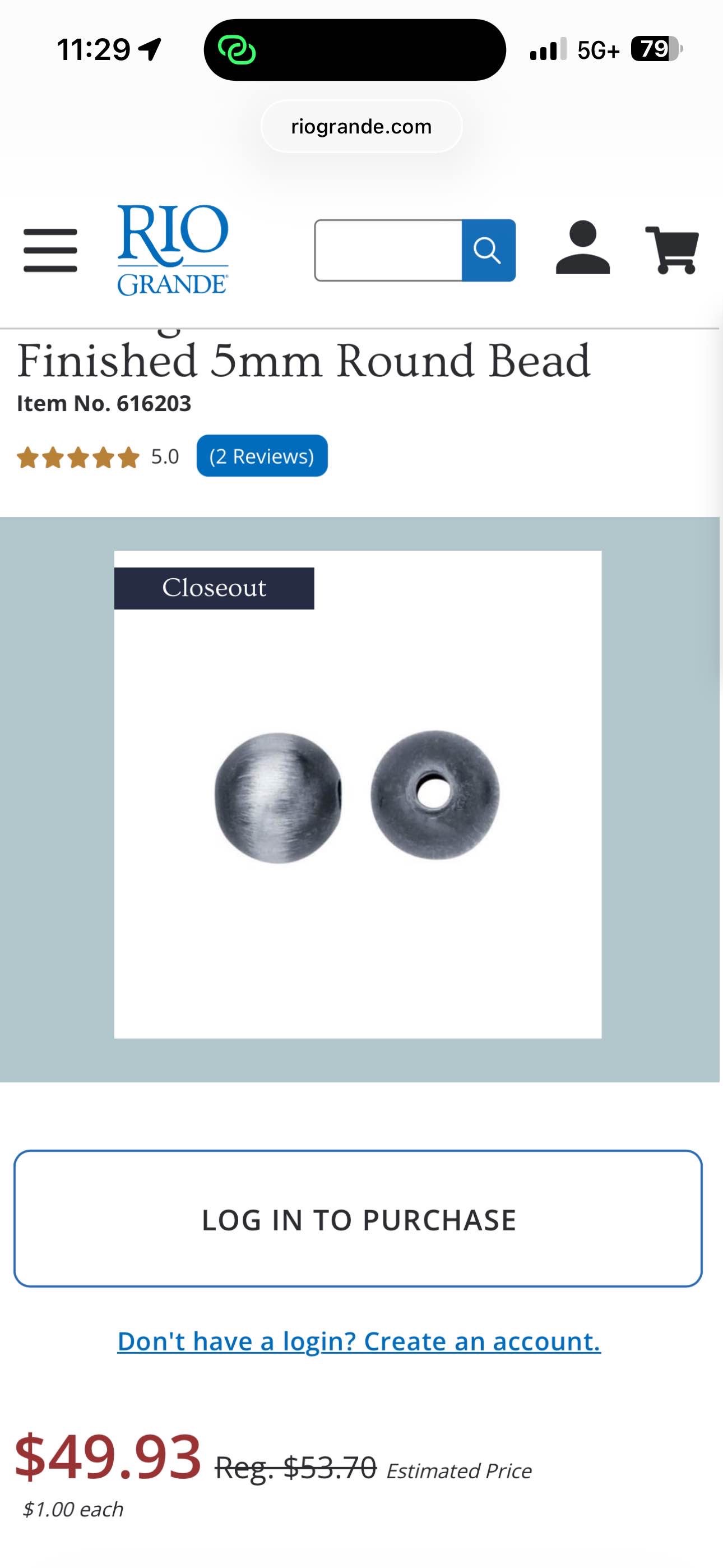 Sterling Silver Oxidized Satin-Finished 5mm Round Bead